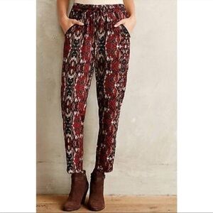Anthropologie Cartonnier Letna Jogger Pants Red Patterned